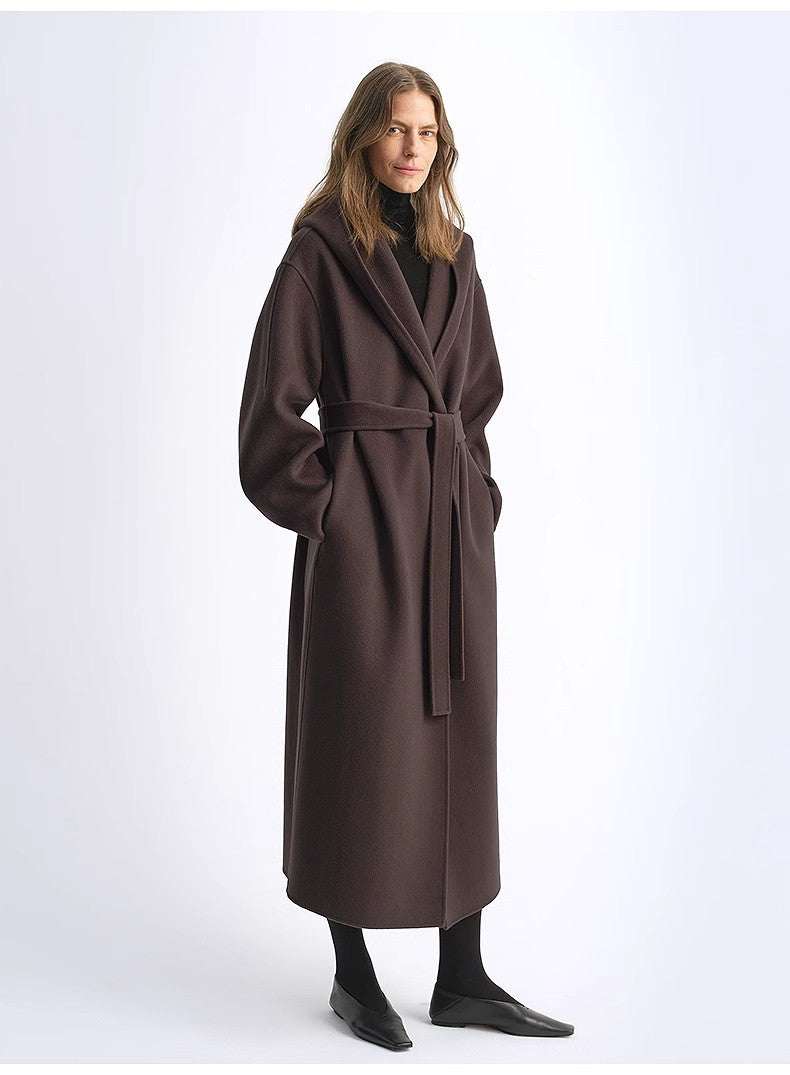 "Magic World" Hooded Cape Cashmere Australian Wool Double-Faced Wool Coat
