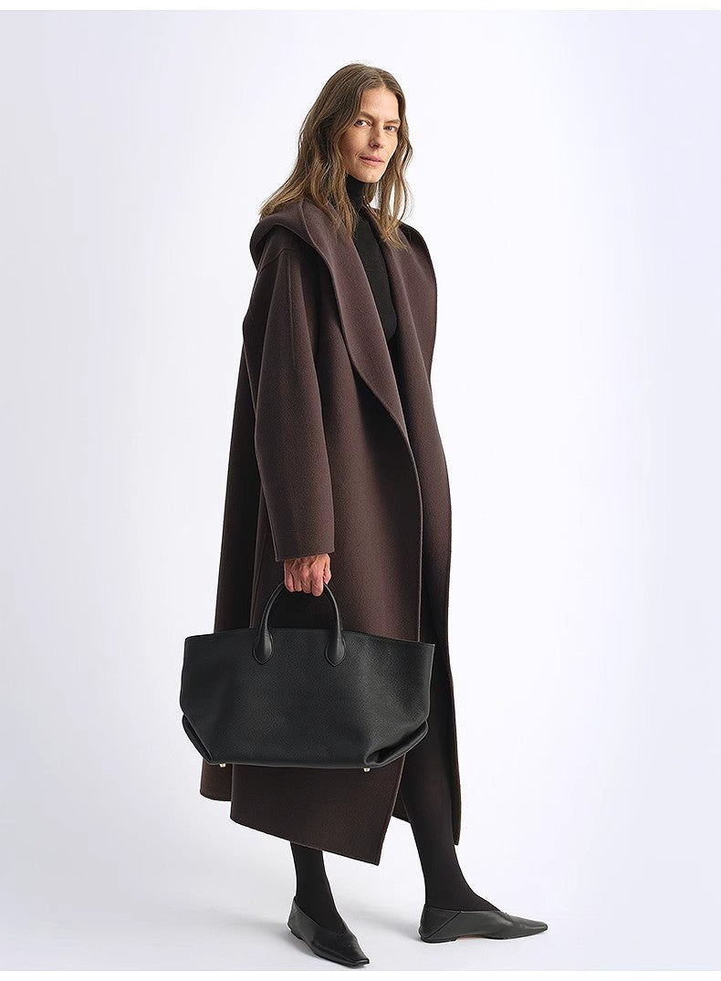 "Magic World" Hooded Cape Cashmere Australian Wool Double-Faced Wool Coat