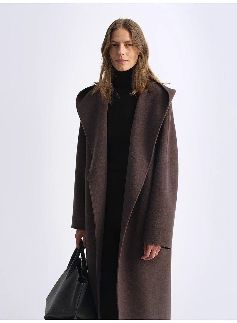 "Magic World" Hooded Cape Cashmere Australian Wool Double-Faced Wool Coat