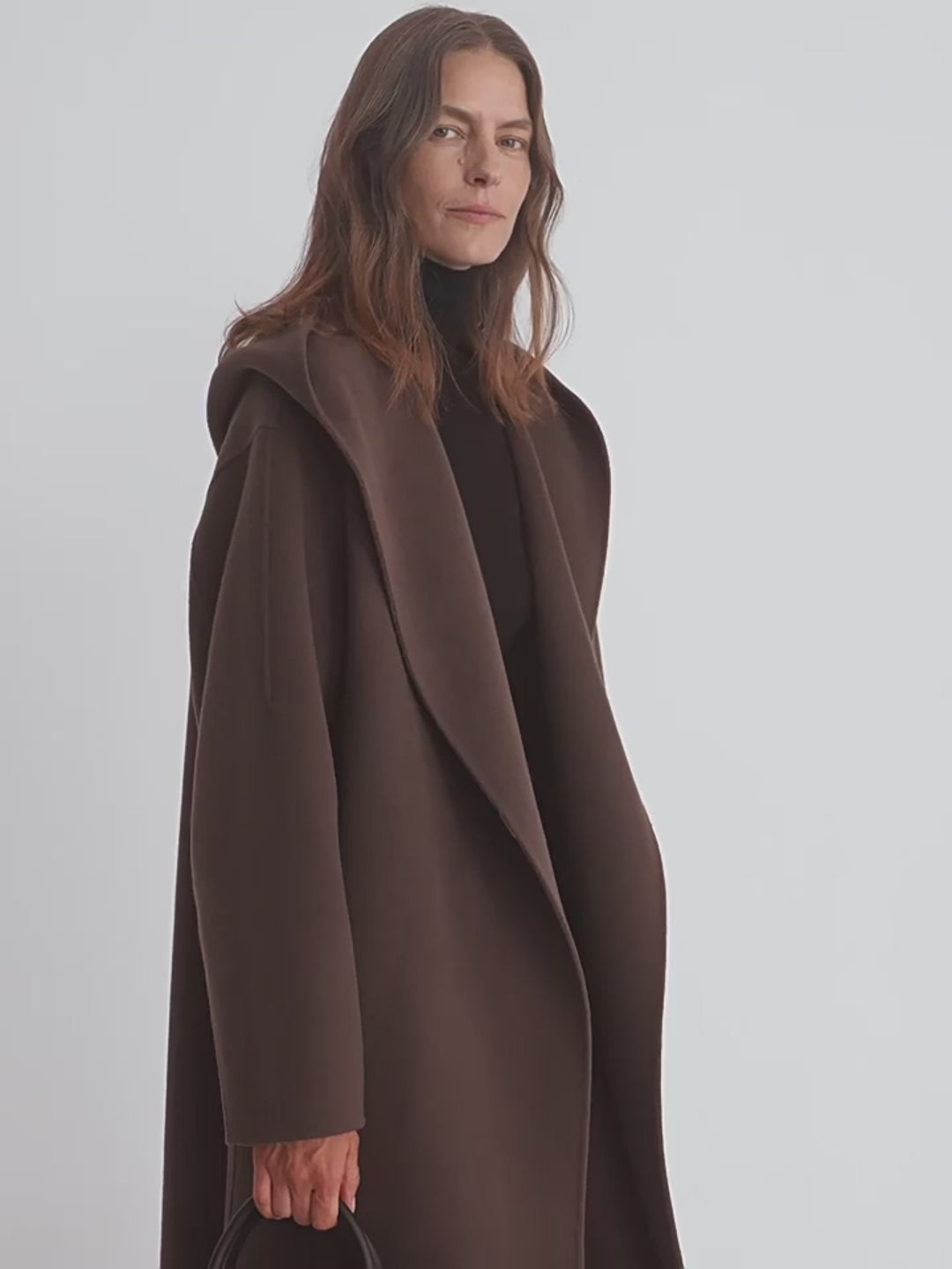 "Magic World" Hooded Cape Cashmere Australian Wool Double-Faced Wool Coat