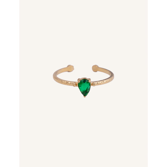 YHL R38 Green Stainless Steel Ring With Crystal Color G. Premium Crystal Rings