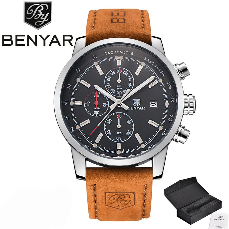 BENYAR Watches Men Luxury Brand Quartz Watch Fashion Chronograph Watch Reloj Hombre Sport Clock Male Hour Relogio Masculino