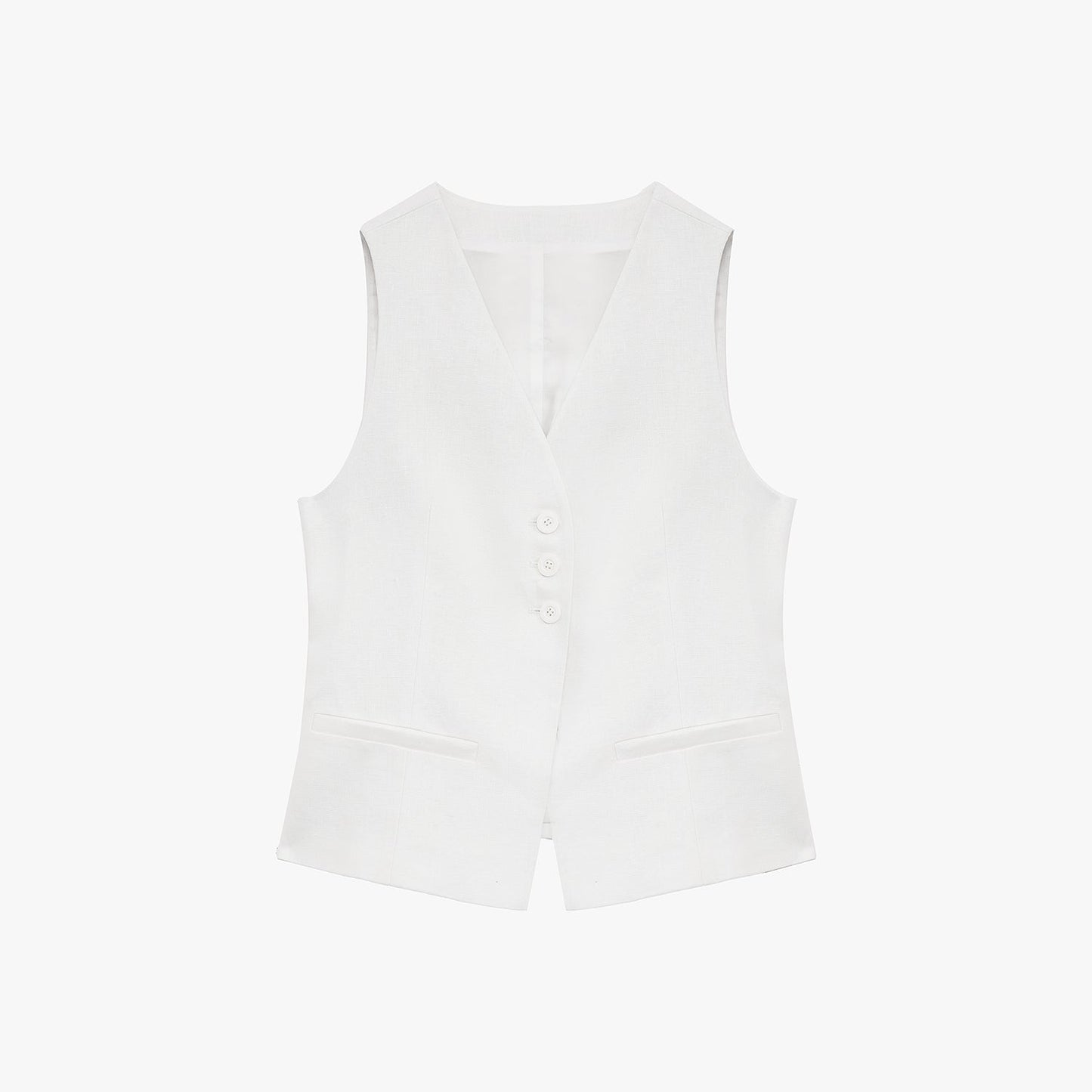 "Old Money Space" Linen Draped Vest and Straight Trousers Suit