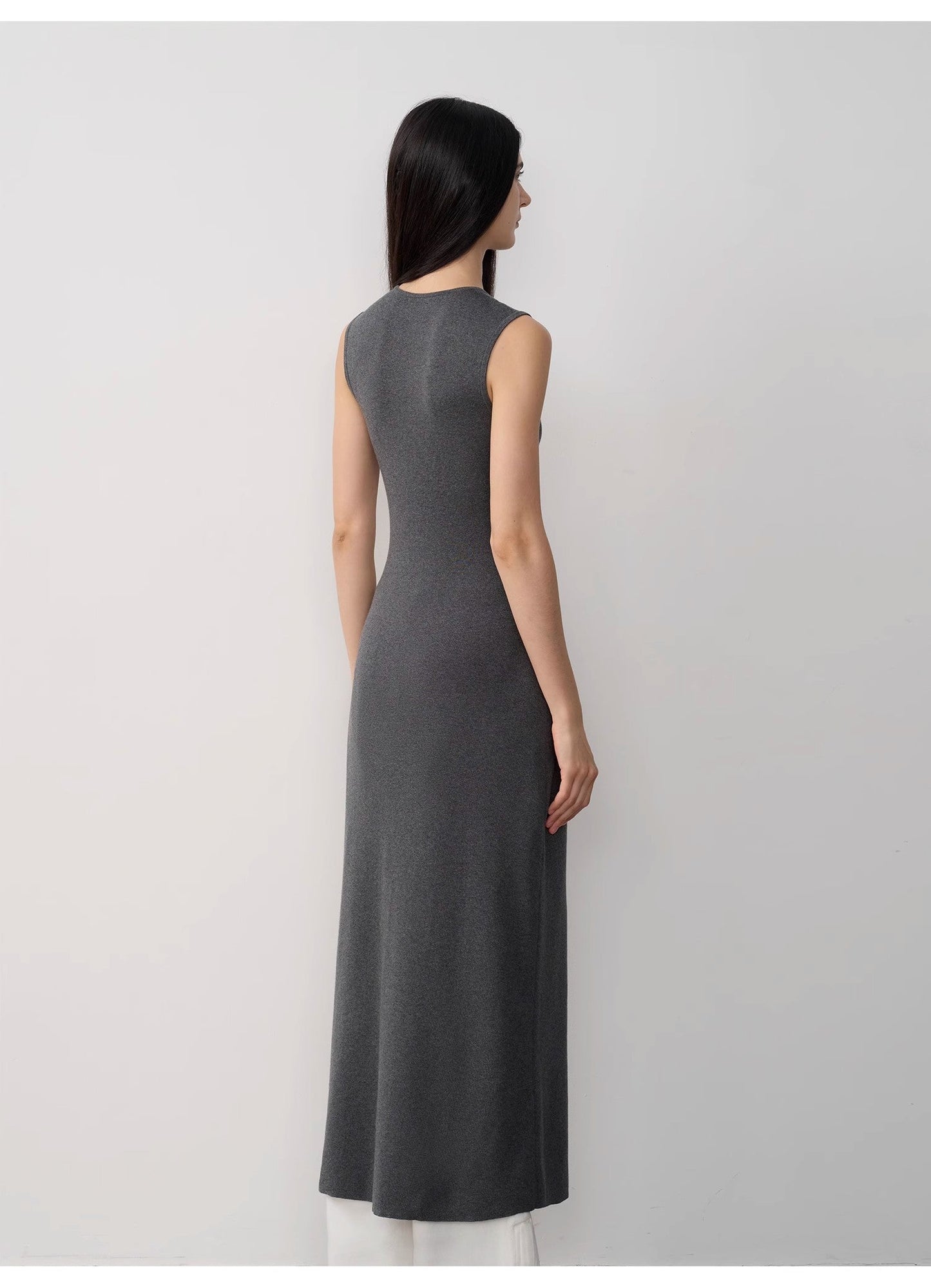 "Island Letters" Limited Edition Baslan Merino Wool Extra Long Sleeveless Lazy Knit Dress