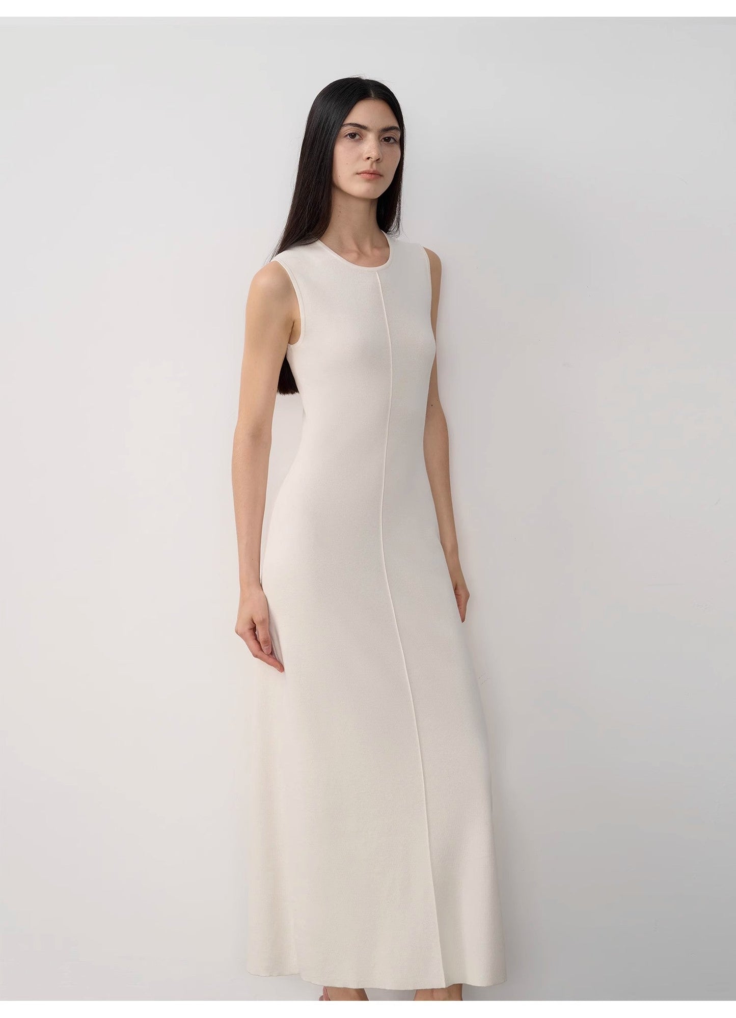 "Island Letters" Limited Edition Baslan Merino Wool Extra Long Sleeveless Lazy Knit Dress