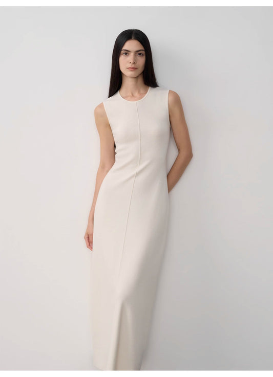 "Island Letters" Limited Edition Baslan Merino Wool Extra Long Sleeveless Lazy Knit Dress