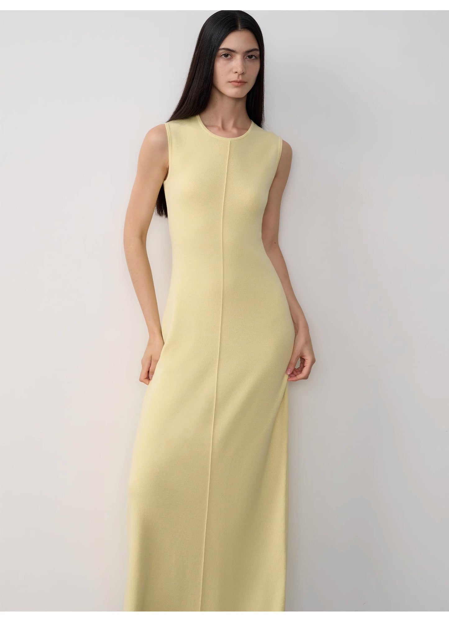 "Island Letters" Limited Edition Baslan Merino Wool Extra Long Sleeveless Lazy Knit Dress