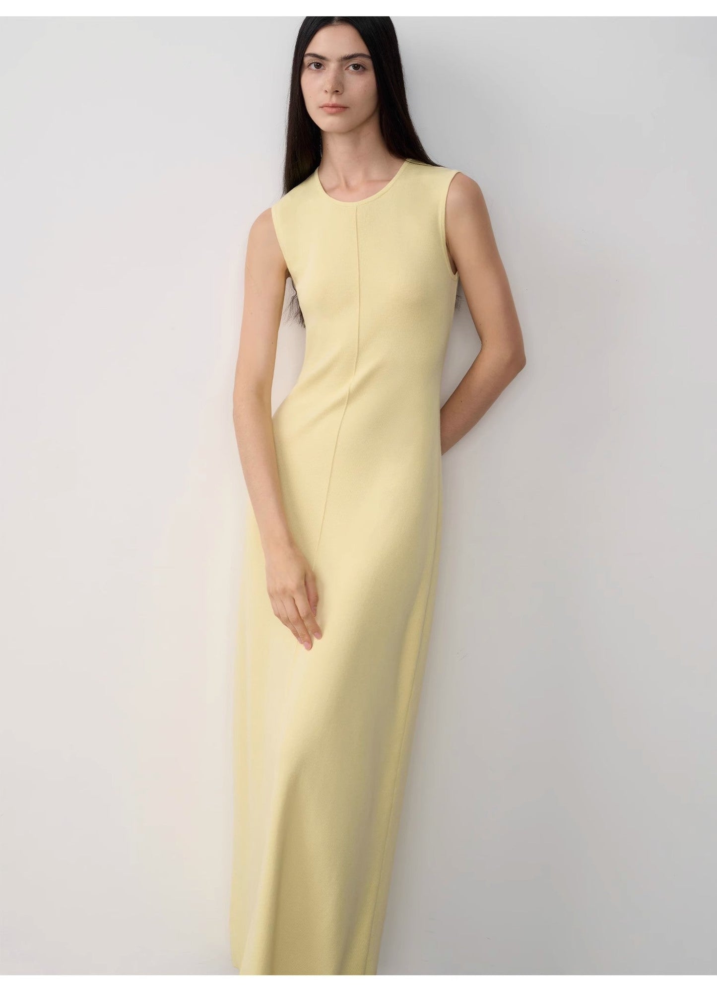 "Island Letters" Limited Edition Baslan Merino Wool Extra Long Sleeveless Lazy Knit Dress