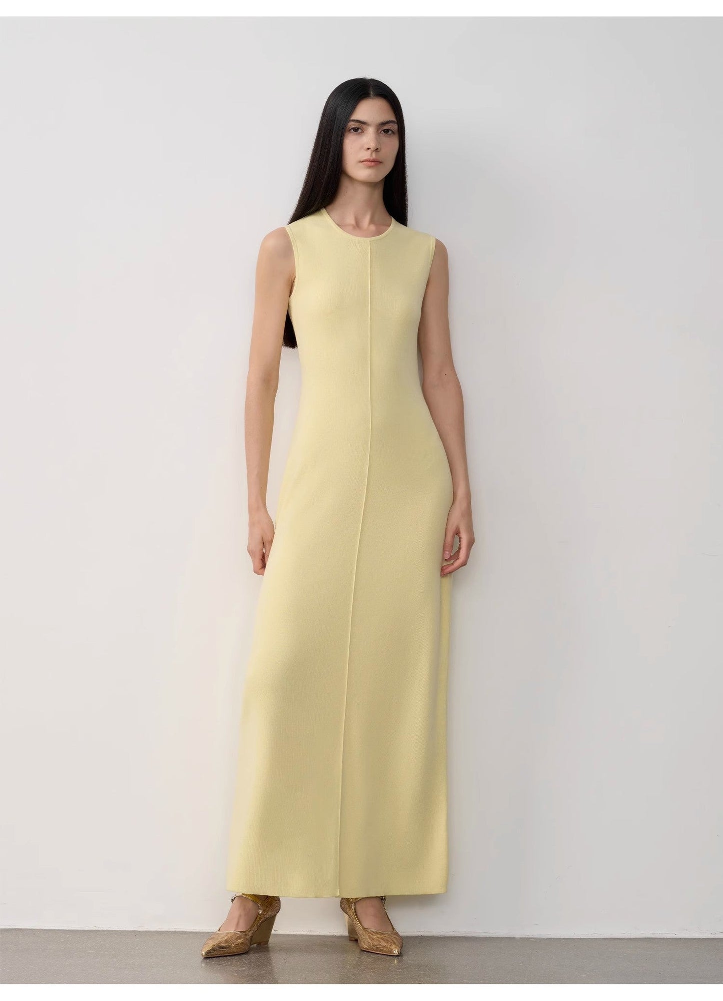 "Island Letters" Limited Edition Baslan Merino Wool Extra Long Sleeveless Lazy Knit Dress