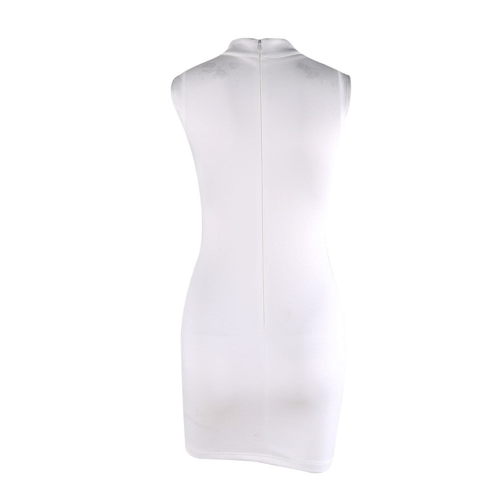 Sleeveless Studded Geometric Party Dress