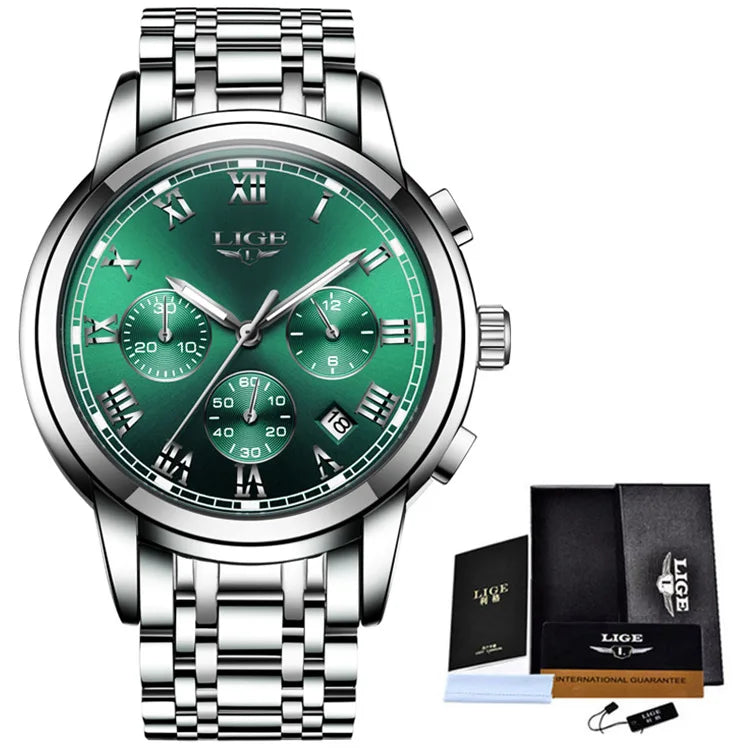 2025 Men Watch Luxury Top Brand LIGE Sport Chronograph Watches Mens Waterproof Full Steel Quartz Clock Watches Relogio Masculino