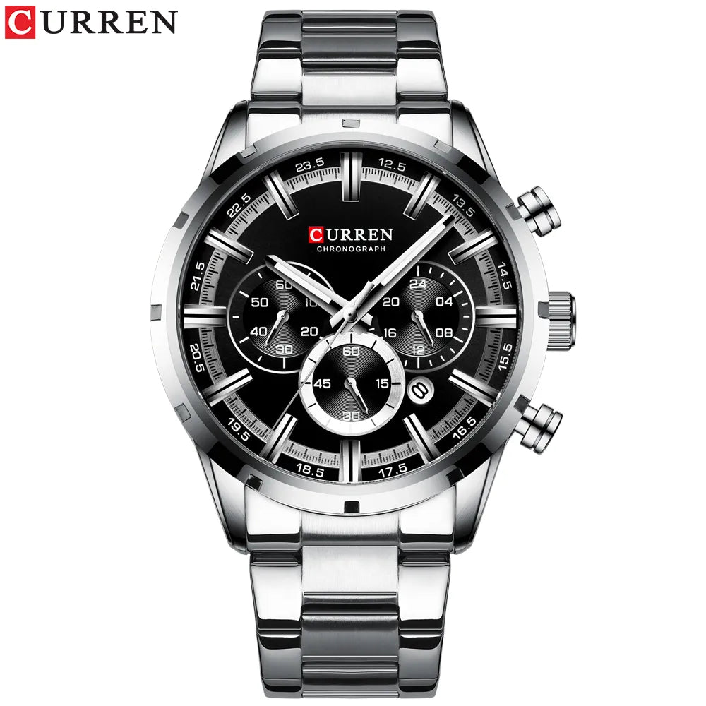 CURREN New Fashion Watches With Stainless Steel Top Brand Luxury Sports Chronograph Quartz Watch Men Relogio Masculino