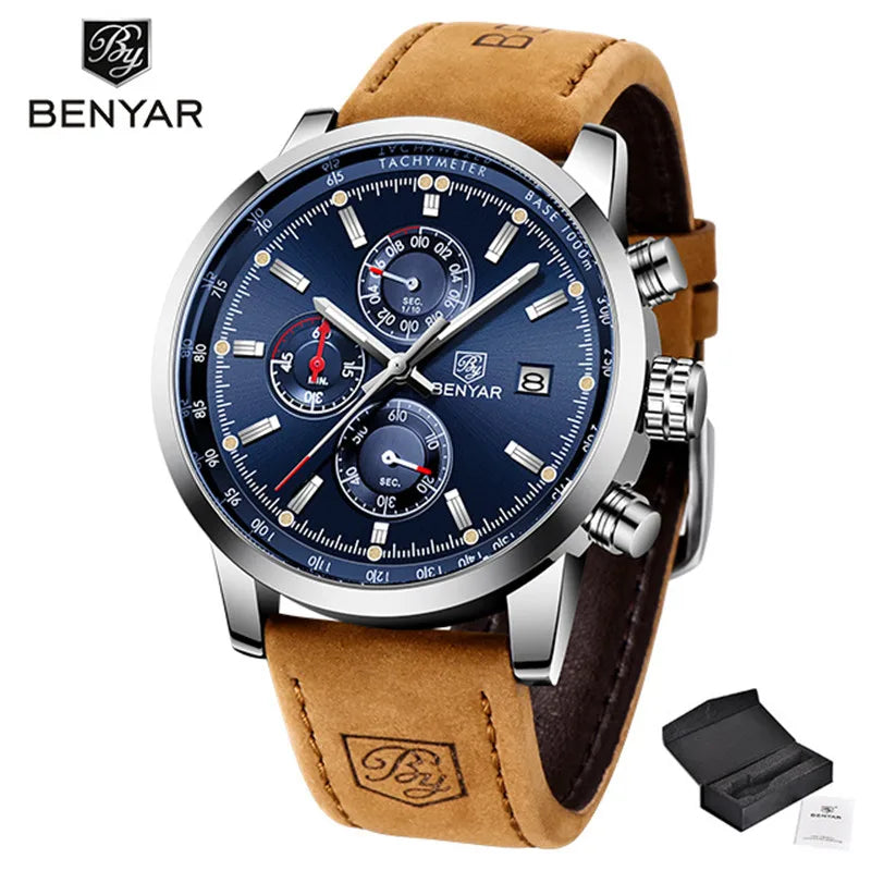 BENYAR Watches Men Luxury Brand Quartz Watch Fashion Chronograph Watch Reloj Hombre Sport Clock Male Hour Relogio Masculino