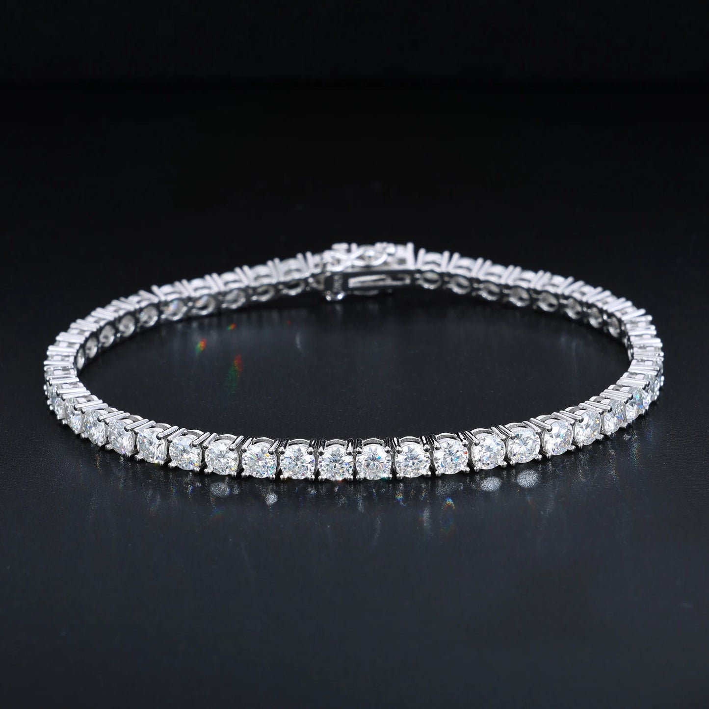Women Jewelry VVS Moissanite Diamond Clustered Tennis Bracelet White Gold Plated 925 Sterling Silver Tennis Chain Bracelet