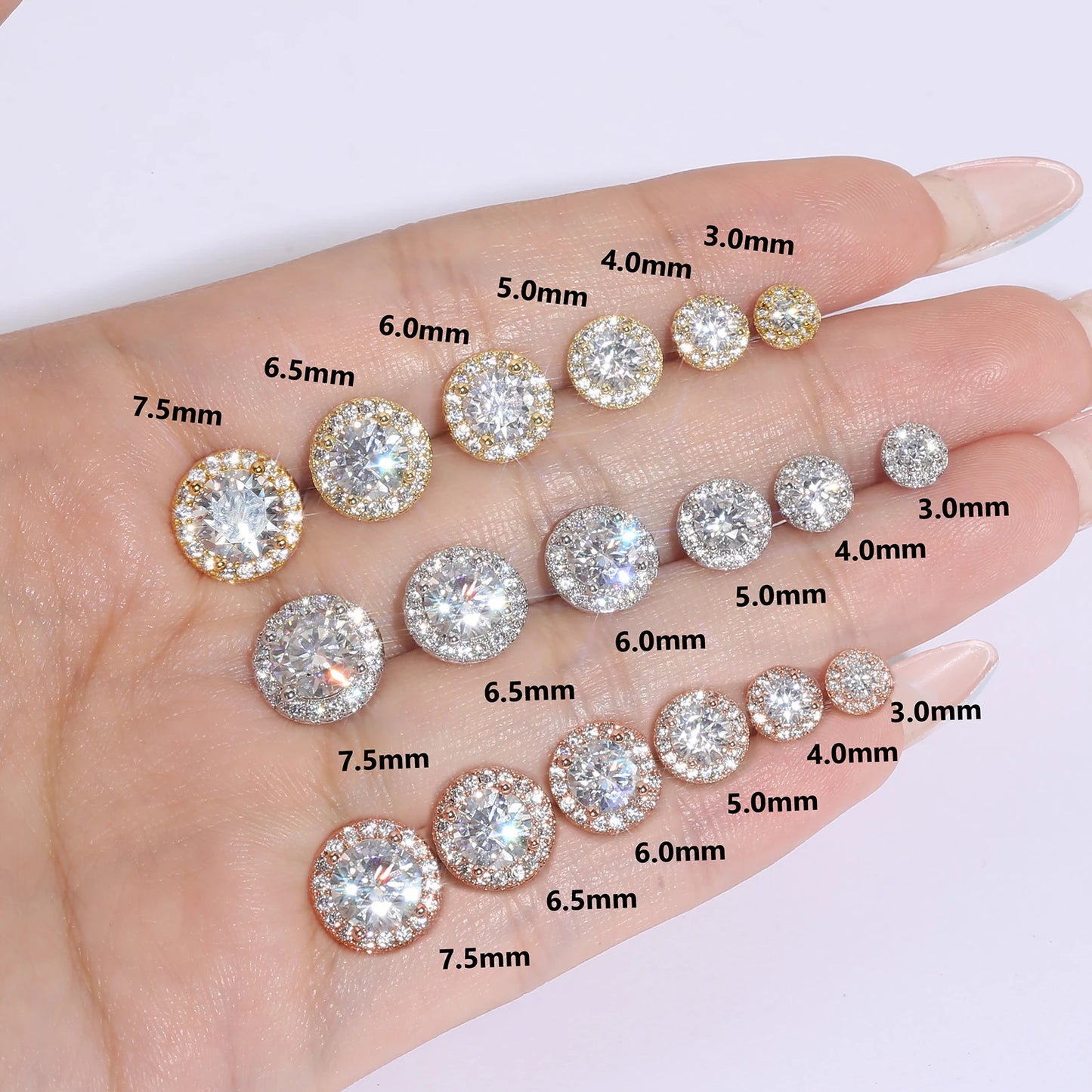 1CT Pass Diamond Test VVS Moissanite Jewelry GRA Certified Men Women Gifts 14K Gold Plated 925 Sterling Silver Halo Stud Earring