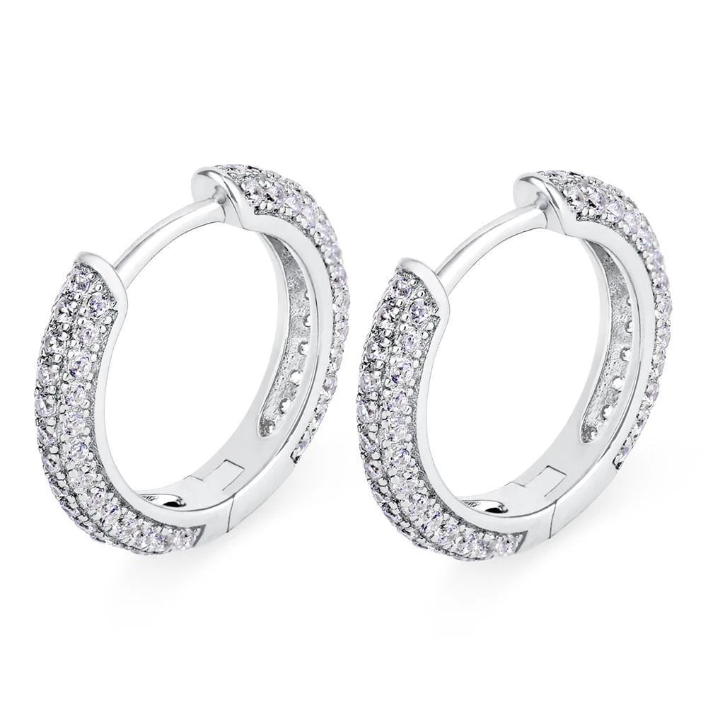 USA Free Ship 14K Gold Plating Hypoallergenic Huggie Cubic Zirconia Sterling Silver 925 Jewellery Women 5A CZ Hoop Earrings Men