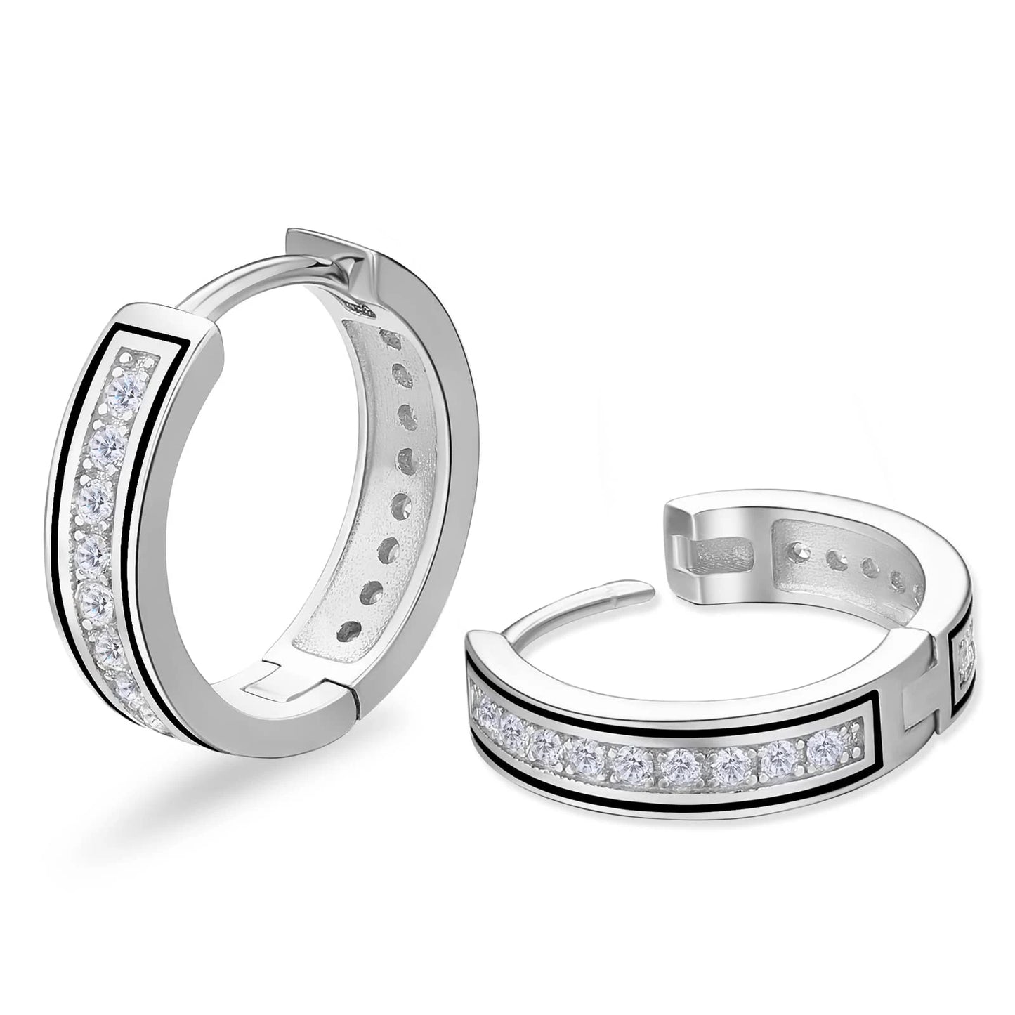 USA Free Ship 14K Gold Plating Hypoallergenic Huggie Cubic Zirconia Sterling Silver 925 Jewellery Women 5A CZ Hoop Earrings Men