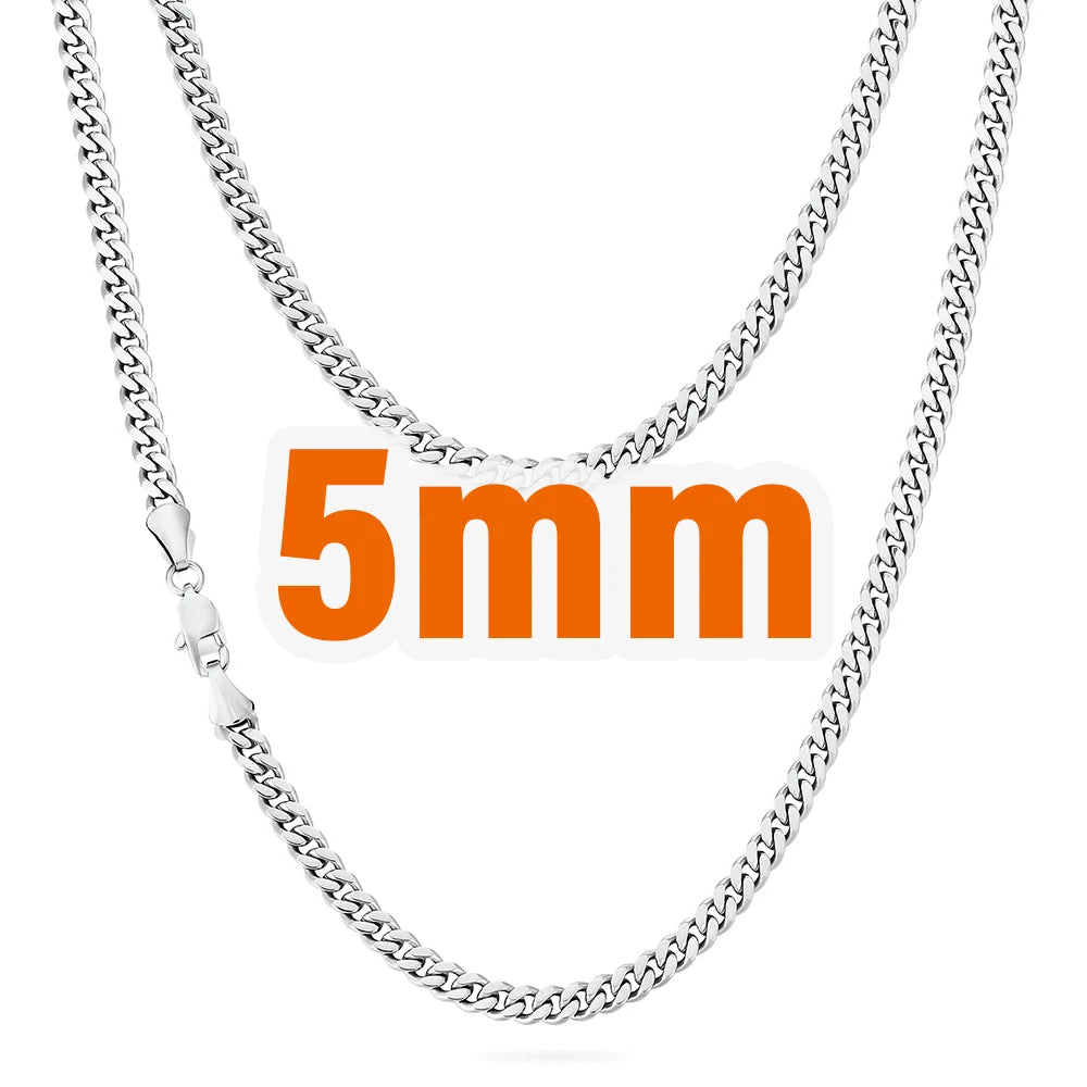5MM Curb Cuban Necklace Tarnish Free Waterproof Jewelry Women Hiphop 14K Real Gold Plating Stainless Steel Men Cuban Link Chain