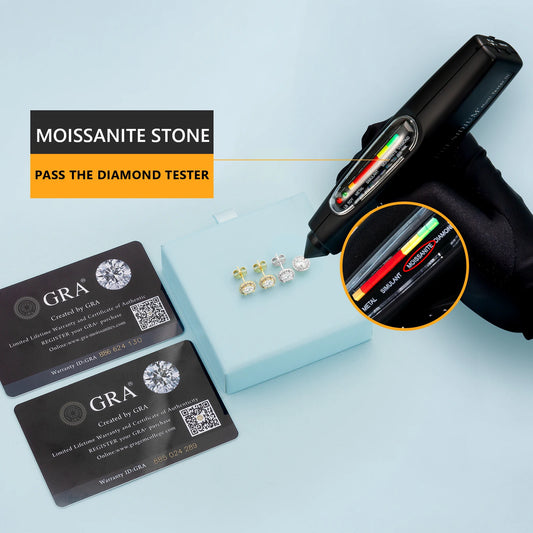 1CT Pass Diamond Test VVS Moissanite Jewelry GRA Certified Men Women Gifts 14K Gold Plated 925 Sterling Silver Halo Stud Earring