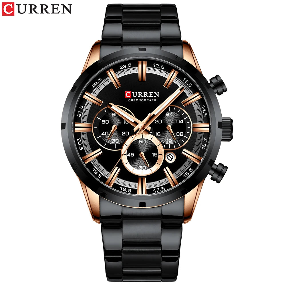 CURREN New Fashion Watches With Stainless Steel Top Brand Luxury Sports Chronograph Quartz Watch Men Relogio Masculino
