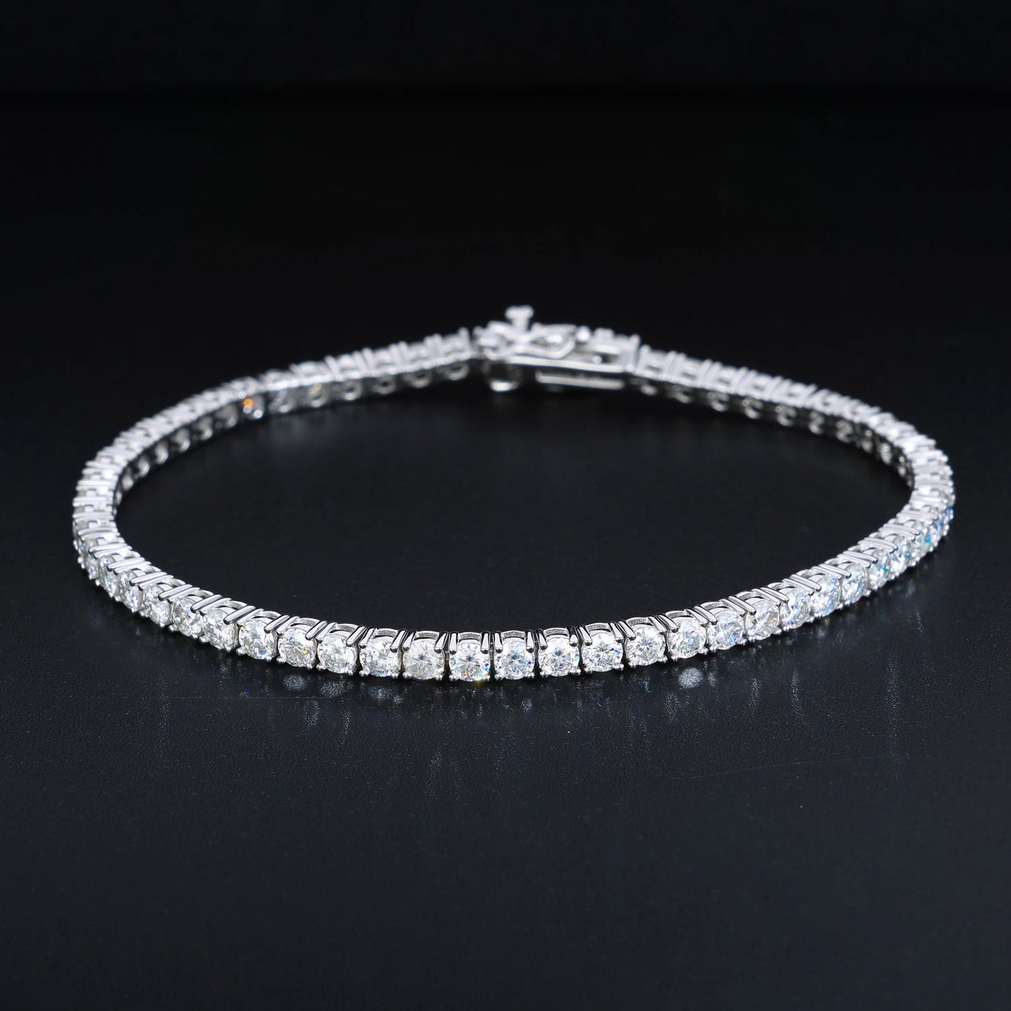 Women Jewelry VVS Moissanite Diamond Clustered Tennis Bracelet White Gold Plated 925 Sterling Silver Tennis Chain Bracelet
