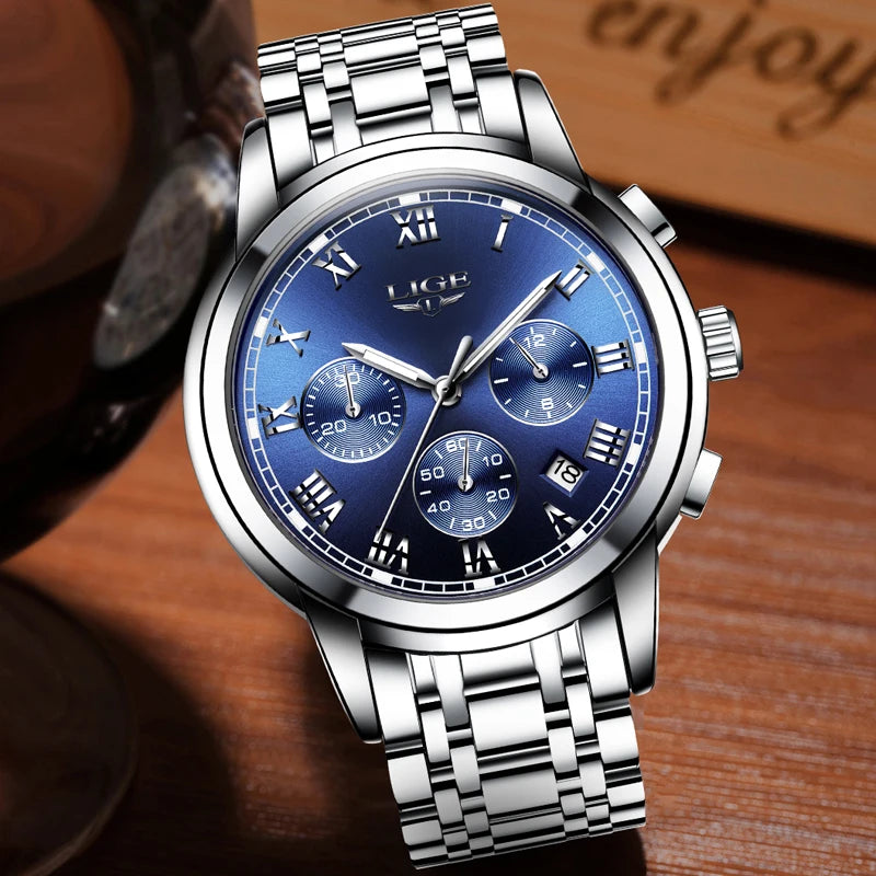2025 Men Watch Luxury Top Brand LIGE Sport Chronograph Watches Mens Waterproof Full Steel Quartz Clock Watches Relogio Masculino