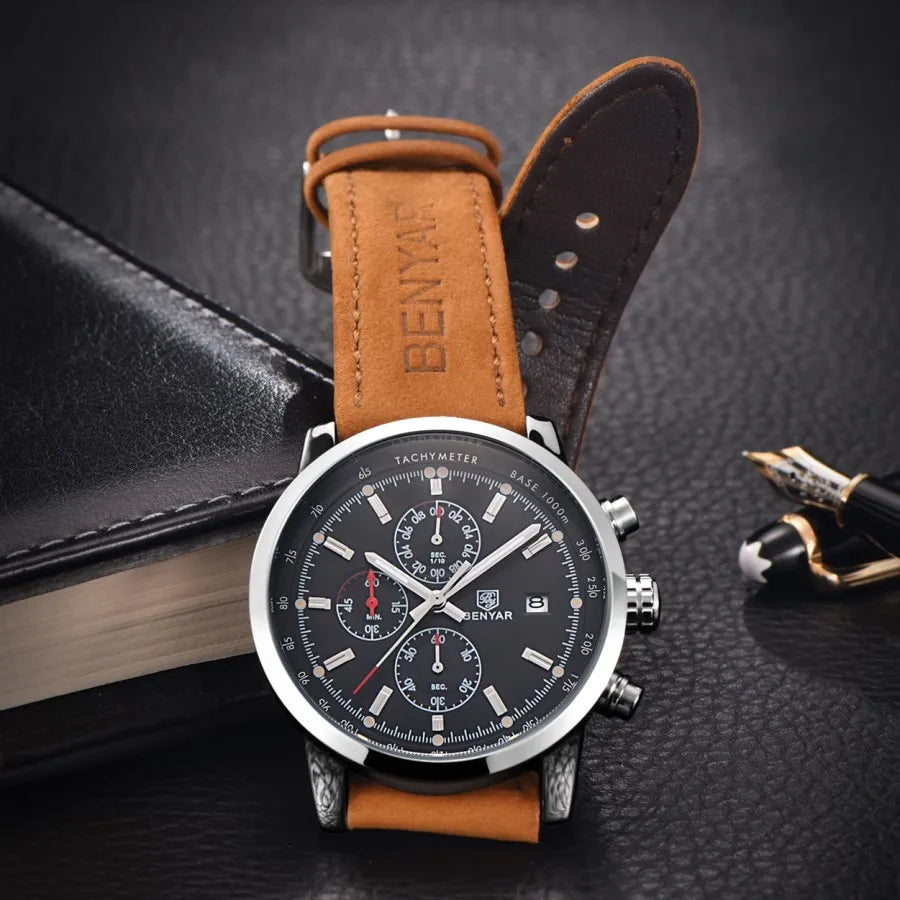 BENYAR Watches Men Luxury Brand Quartz Watch Fashion Chronograph Watch Reloj Hombre Sport Clock Male Hour Relogio Masculino
