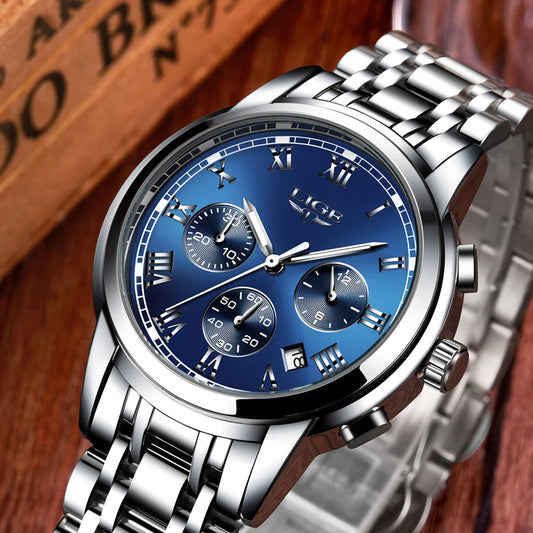 2025 Men Watch Luxury Top Brand LIGE Sport Chronograph Watches Mens Waterproof Full Steel Quartz Clock Watches Relogio Masculino