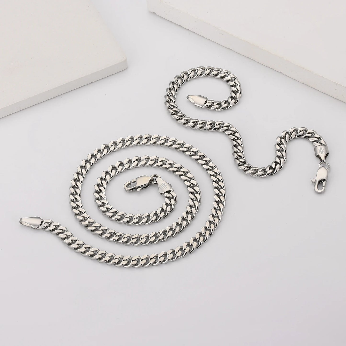 5MM Curb Cuban Necklace Tarnish Free Waterproof Jewelry Women Hiphop 14K Real Gold Plating Stainless Steel Men Cuban Link Chain