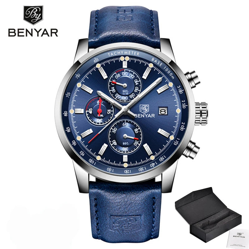 BENYAR Watches Men Luxury Brand Quartz Watch Fashion Chronograph Watch Reloj Hombre Sport Clock Male Hour Relogio Masculino