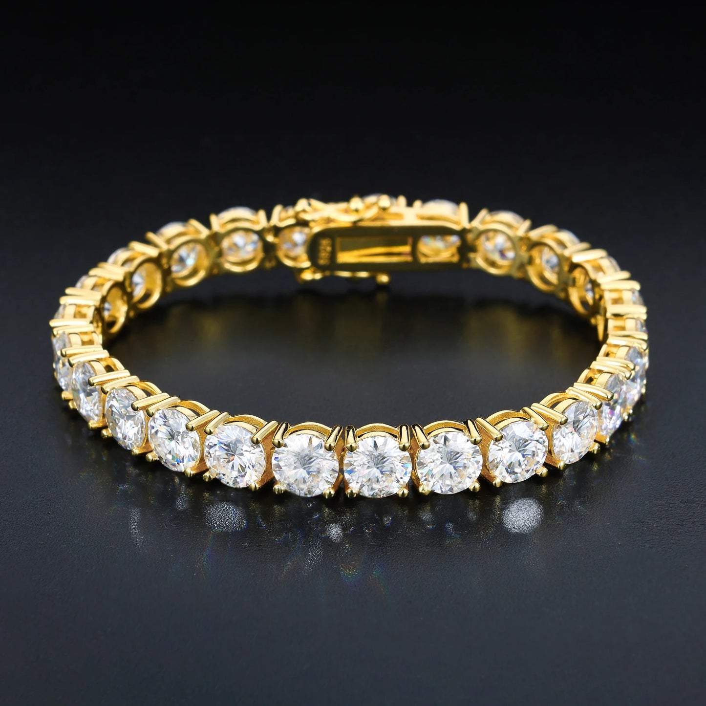 Women Jewelry VVS Moissanite Diamond Clustered Tennis Bracelet White Gold Plated 925 Sterling Silver Tennis Chain Bracelet