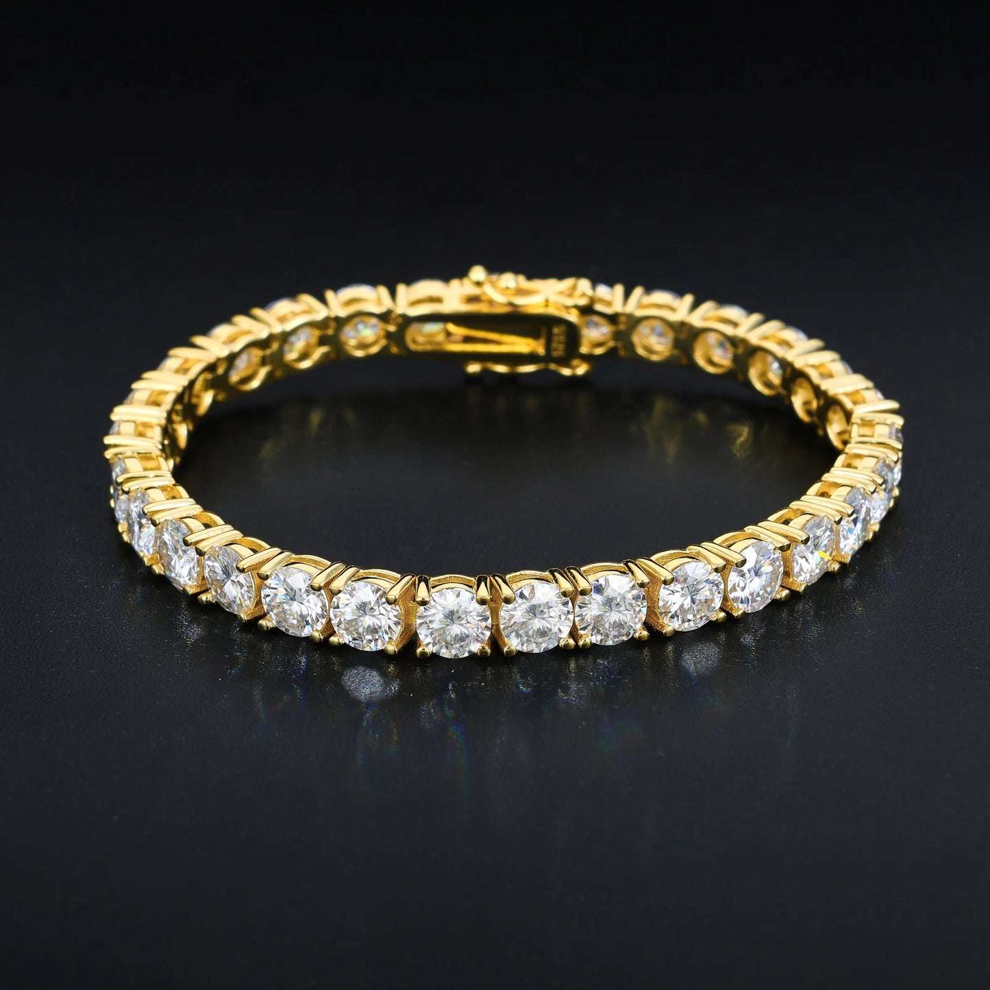 Women Jewelry VVS Moissanite Diamond Clustered Tennis Bracelet White Gold Plated 925 Sterling Silver Tennis Chain Bracelet