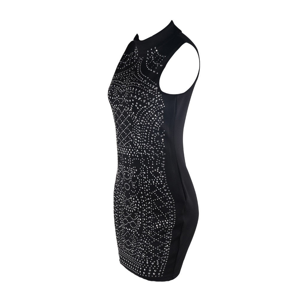 Sleeveless Studded Geometric Party Dress