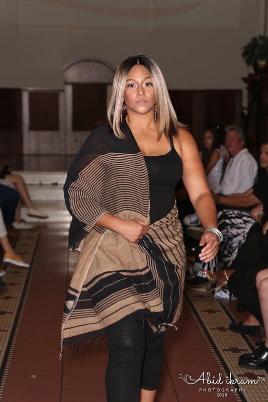 One of a Kind Handwoven Black and Gold Silk Shawl - Limited Edition